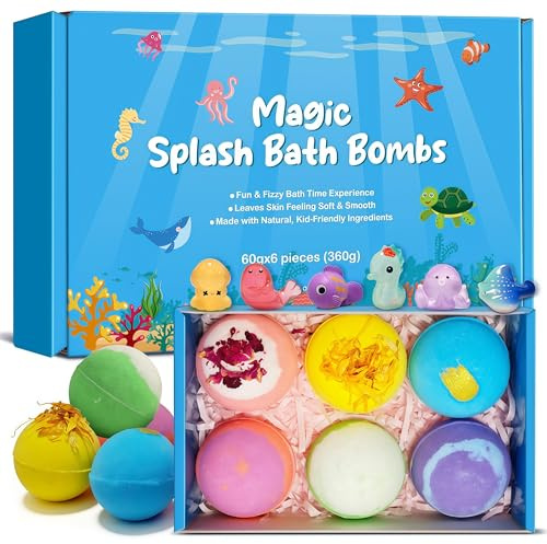 Bath Bombs for Kids, Bath Bombs with Surprise Inside Bubble Bathes, Bubble Bathbombs Gift Set for Women, Natural Organic Ingredients, Home Spa for Her/Him, Wife,Girlfriend on Birthday, Christmas