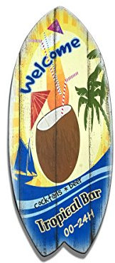 Visario Deko Surfbrett Wandschild Surfer 4502-SCT deutsche Marke und Lager - das Dekoschild/das Holzschild/das Wandschild ist 60 x 25 cm