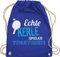 Shirtracer Turnbeutel Rucksack - Echte Kerle spielen Tischtennis - Unisize - Royalblau - geschenke für tischtennisspieler kinderturnbeutel sport beutel 25. geburtstag stoffrucksack juterucksack
