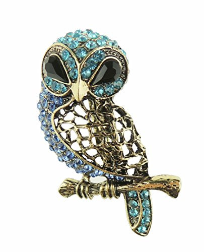 GLAMOUR Girlz Ladies pour homme Medium 5 cm Strass Cristal Chouette effraie Bird pour femme Broche Turquoise Bleu roi