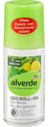 alverde NATURKOSMETIK Deo Roll On Deodorant Minze Bergamotte, 1 x 50 ml