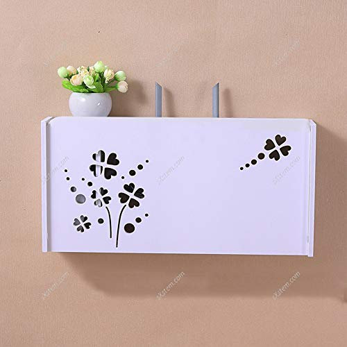 Yizunnu Weißes WLAN-Router-Regal, TV-Set-Top-Regal, Wandbehang, formaldehydfreie Aufbewahrungsbox, Holz-Kunststoff-Büro-Organizer für Schlafzimmer, Dekoration, Muster D