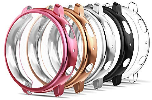 Simpeak Cover Compatibile per Samsung Galaxy Watch Active 2 40mm(Confezione da 5), Custodia Compatibile con Samsung Active 2 40mm Full Protettivo TPU Caso, Nero, Oro Rosa, Trasparente, Rosa, Argento