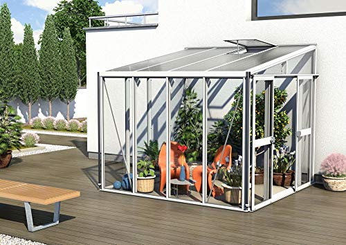 Athena 7000 ESG/HKP, Weiss Anlehngewächshaus Garten Gewächshaus 2 Seitenfenster