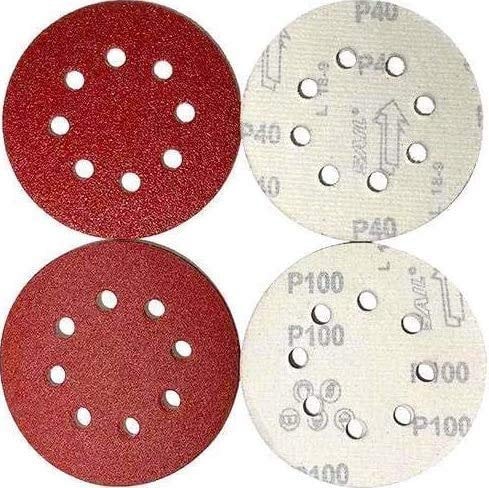 120x Schleifscheiben | Ø 125 mm | 8 Loch | KÖRNUNG WÄHLBAR | Klett Schleifblätter | Marke: klebemeister.eu (P100)