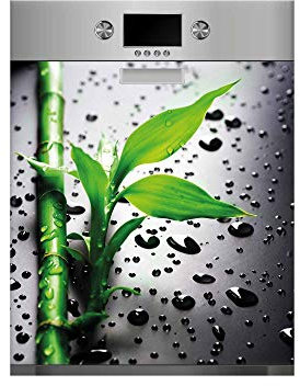 Oedim Vinilo para Lavavajillas Rama Bambú Gotas Agua | Varias Medidas 75x85cm | Adhesivo Resistente y de Fácil Aplicación | Pegatina Adhesiva Decorativa de Diseño Profesional