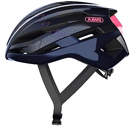 ABUS Rennradhelm Stormchaser - Leichter und komfortabler Fahrradhelm für professionellen Radsport, Blau/Rosa (zigzag blue), M (52-58 cm)
