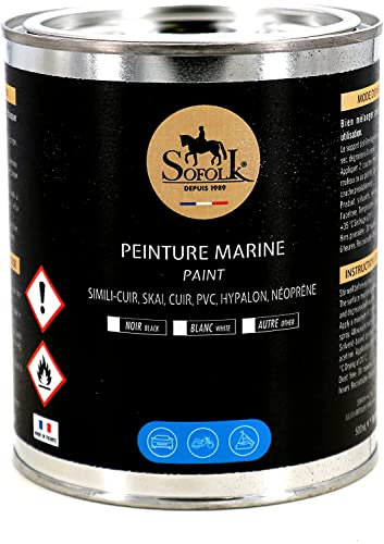 SOFOLK - Peinture Sellerie Nautique : banquettes, bain de soleil (500ml, Noir)