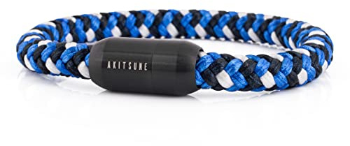 Akitsune Portus Segeltau Armband | Magnetischer Kapselverschluss Armschmuck Damen Anker Herren Maritim - Schwarz