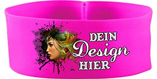 Kleiner Fratz gummielastische Armbinde 5 cm personalisiert mit deinem Wunschtext oder Logo (Farbe pink) (Gr. Senior - 28 cm)