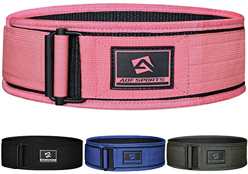 AQF Gewichthebergürtel, 4/10.2cm Autolock Nylon Gürtel, Functional Training Bodybuilding Fitness Gürtel Für Kraftraining, Powerlifting, Weightlifting Belt, Back Support Männer Damen (S, Rosa)