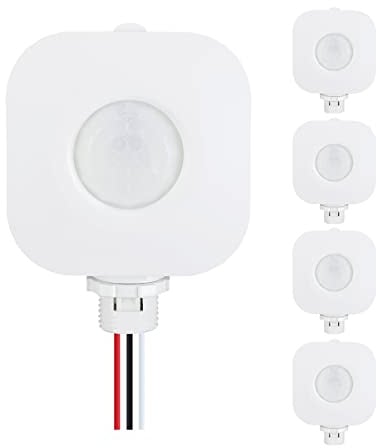 ECOELER Ceiling Occupancy Motion Sensor Switch, High Bay Fixture Mount 360° Ceiling Automatic Light Switch, 120/277VAC, UL, FCC Approved Passive Infrared Sensor, Neutral Wire Required, Pack of 5