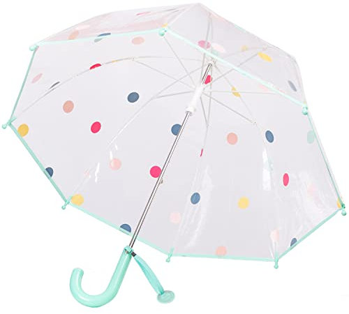 ThreeH Paraguas burbuja transparente para niños Mango Curvo Inastillable 8 Costillas Apertura Manual precioso punto Paraguas (Verde)