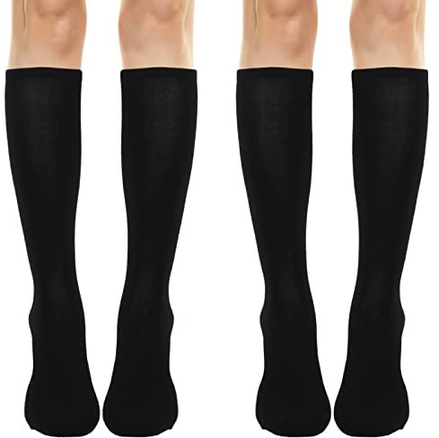 Sibba 2 Paia Di Calzini Alti Al Ginocchio Da Donna In Cotone Invernale Calzini Lunghi Calzini Lunghi A Strisce Causali Calzini Al Ginocchio Per Sci Snowboard Escursionismo Nero Taglia Unica