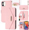 Cavor Case compatible with iPhone 12/12 Pro Phone Case With Strap,Crossbody Flip Leather Wallet Case,[5 Card Holder][Mirror][Magnetic],Lanyard Case Cover for women - Pink