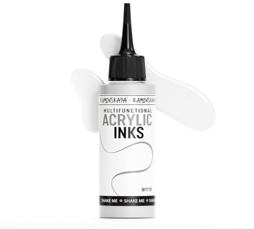 KAMENSKAYA Acrylic Inks for Artists - 'White' Acrylic Ink, 3.38 Fl Oz (100 ml)
