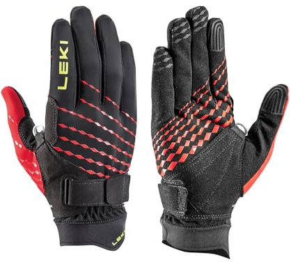 LEKI Ultra Trail Breeze Shark Handschuhe, Black-red-Neonyellow, EU 7