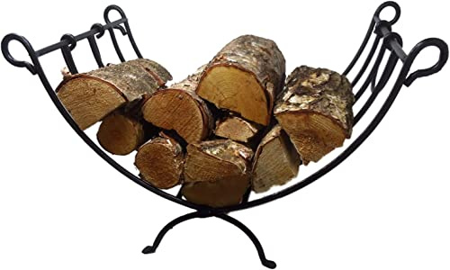 AuraHome Log Holder Cast Iron Large Open Fire Stove Wood Store Westling with Handles Sturdy Frame 2 symmetrical sections unfold ready to store logs Keeps airflow around logs so dry ready to burn