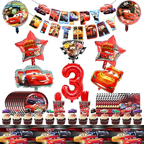Decoration Anniversaire ,74 Pièces Kit Decoration Anniversaire ,Anniversaires 3 Ans,Vaisselle Anniversaires Happy Birthday Bannière