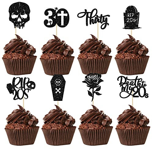 Cupcake-Topper 'Death to My 20s' - RIP Birthday Party Dekorationen für Männer und Frauen - 30. Geburtstag