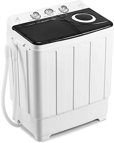 Gvqng Twin Tub Washer and Dryer Combo, 28Lbs Capacity Washing Machine with Control Knobs, Built-in Drain Dump & Timer Control, for Home/RV/Dorm/Apartment,Black,28lbs