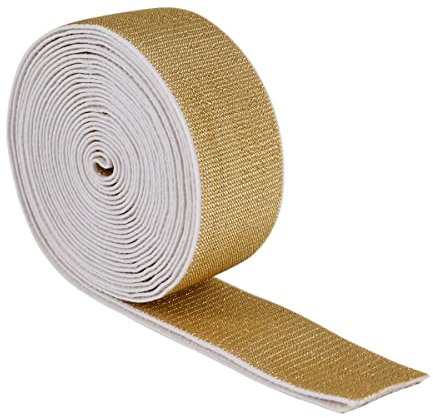 Michass Glitzer Gummiband Gummibänder Elastische Bänder Breite 25mm, 40mm für Schuhe Kleidungsstück Hosen DIY Nähen Kleidung Zubehör Handgemacht (40mm, Gold)