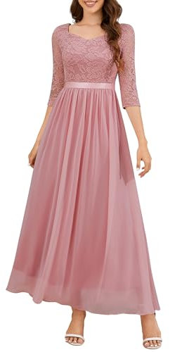 Wedtrend Festliche Keider für Damen Hochzeit Gast Abendkleid Damen Elegant Damen Kleider Lang WT0312 Blush L