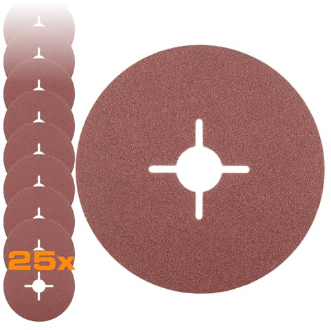 RHODIUS KFS Fiberscheibe, 125 mm, K120, 25 Stück, für Winkelschleifer | Für Stahl, hoher Abtrag, gute Zerspanungsleistung, lange Lebensdauer, geringer Funkenflug, für Winkelschleifer