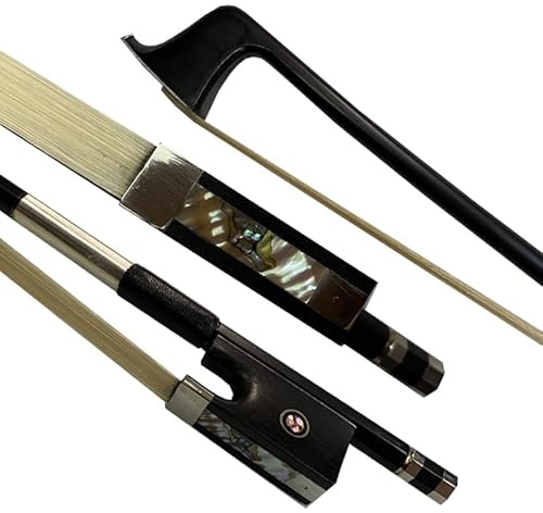 4/4 Full Size black Carbon Fiber Violin Bow Full Advanced Level 4 4 Parisian Eyes Ebony Frog Straight Smooth Screw Strong and Durable Unbleached Mongolian Horse Hair Warm Sweet Sound (4/4)