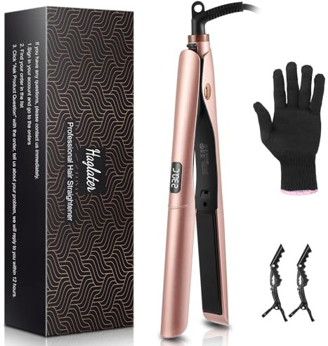 Haglater Hair Straighteners for Women 2 in 1 Straightener and Curler Ceramic Plates Flat Iron with Adjustable Temperature LCD Display Straightening Styling Tool for Long Hair