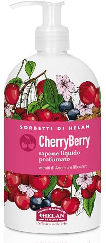 Helan I Sorbetti CherryBerry – Revitalisierung, Scented Body Cream mit Antioxidanten Vitamin C & E, Blackcurrant, Black Cherry – Gentle Moisturiser & Body Milk mit Sweet Almond Oil – Made in Italy,