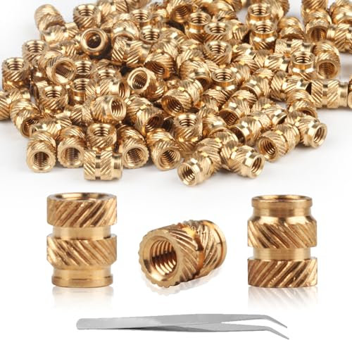 100 Pièces M3 Insert Fileté pour Impression 3D, Écrous à Encastrer en Laiton Femelle, Écrous Moletés à Filetage avec Filetage Interne pour Pièces en Plastique Impression 3D