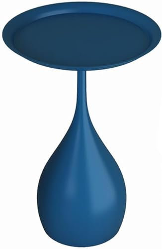 LIJBDDM Runder Beistelltisch aus Metall mit stabilem Sockel, 39,9 cm, Anti-Sturz-Kanten, moderner, platzsparender Akzenttisch (Farbe: Blau)
