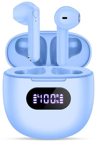 Wireless Earbuds, V5.3 Bluetooth Headphones, 48H Playtime LED Power Display Wireless Charging Case, HiFi Stereo Deep Base Earphones IPX7 Waterproof Ear Buds with Built-in Mic for Workout/Home/Office