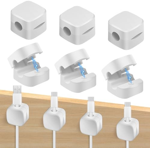 TNOMSNO 10 PCS Clip de Cable, Soportes Magnéticos para Cables Clips para Cables, Organizador Cable Escritorio Ajustables para Mesillas de Noche, Cocinas, Oficinas