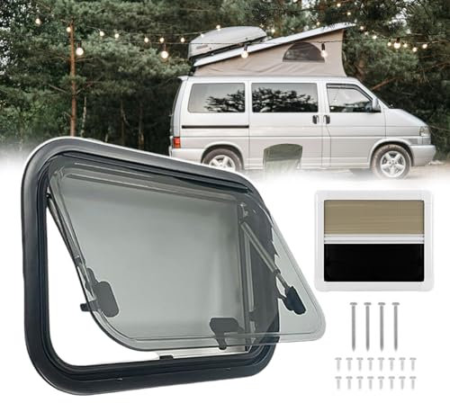 pealiritansemen Finestra Push out per Camper, Finestra Push out Esterna per Roulotte Finestra in Vetro Acrilico A Doppio Strato con Finestra E Tenda Parasole, per Roulotte, Camper, Autobus,600X300mm