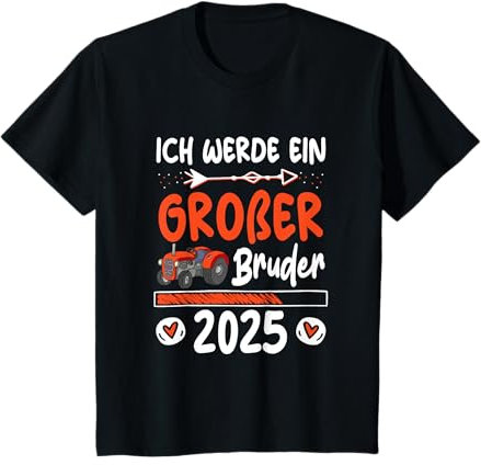 Kinder Ich werde ein großer Bruder 2025 Traktor Babye Ankündigung T-Shirt