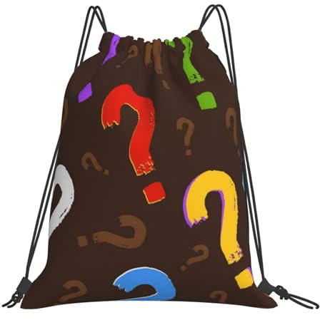 Buntes Fragezeichen, Rucksack mit Kordelzug, Unisex, Einkaufstasche, Sporttasche, lässiger Tagesrucksack, Sackpack mit Kordelzug
