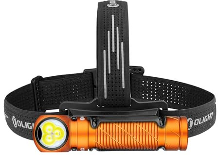 OLIGHT Perun 3 Headlamp 3000 Lumens LED Head Torch, Rechargeable Headlight with Red Light Option, Ideal for Camping, Working, Repairs and Outdoors (Orange)