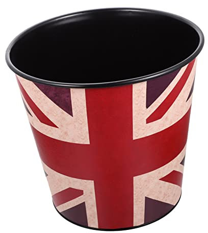 CAXUSD Retro Trash Can European Style Iron Waste Bin for Kitchen Storage Bucket