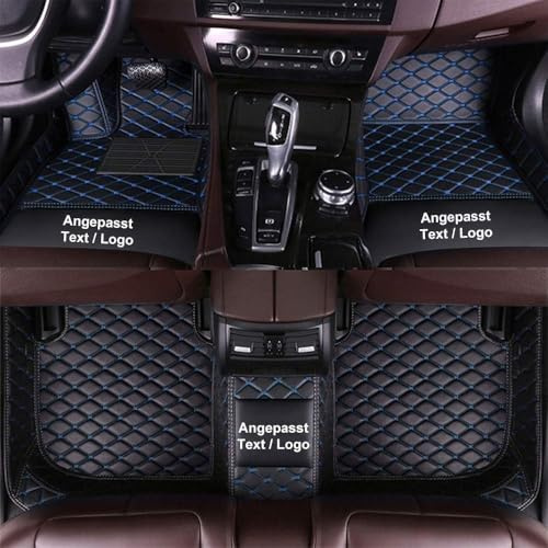Kenzek Nach Maß Auto FußMatten für Mercedes-Benz A/B/C/E/S/R/G/CL/CLA/CLK/CLS/ML/GL/GLA/GLC/GLE/GLK/GLS, wasserdichte rutschfeste PU Leder voller bedeckter Schutz Advanced Liners Schwarz Blau