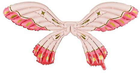 2 in 1 Folienballon Flügel 102x50cm - inkl. Rückenbänder zum Tragen - Ballon zum Aufblasen mit Luft - Luftballon für Geburtstag Ostern Fasching - Folienluftballon Geburtstagsdeko & Partydeko - Rosa