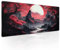 Japanisches Gaming-Mauspad, XL, Mond, Sakura, Kirschblüte, erweiterte große Schreibtischunterlage, rutschfeste Gummiunterseite, genähter Rand, lange Tastatur-Mauspad für PC, Computer, Laptop, 80 x 29