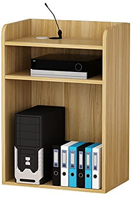 Podium, Stehpult, Host-Bühnentisch, Sprech- und Lesetisch für das Klassenzimmer mit Kabelloch, für Konferenzräume/Helles Walnussholz/63 x 40 x 110 cm