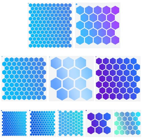 GORGECRAFT 10 Stück Große Waben Malschablonen Waben Schablonen Wiederverwendbar Ausgehöhlte Quadratische Malschablonen Vorlagen Aus Kunststoff Zum Malen Zeichnen Holz Wände Scrapbooks Karten DIY Dekor