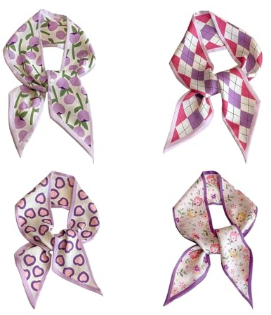 CCAIPU Set Di Sciarpe In Seta Per Donna - Sciarpe Di Raso Colorate, Eleganti Sciarpe Per Capelli, Scialli E Cravatte Per Borse - Accessori Alla Moda Per Ogni Occasione