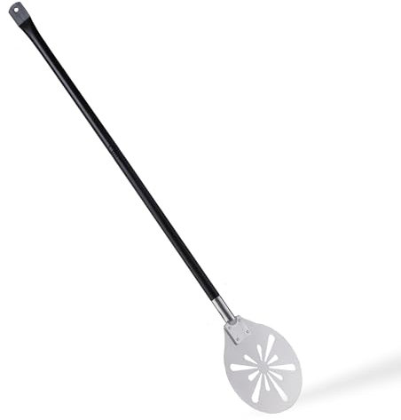 Herogo Pala rotante per pizza, spatola perforata in acciaio inox da 22,9 cm, accessori in metallo con manico staccabile, superficie ampia e adatta al forno