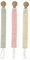 Moguri 3 Stück Schnullerkette Stoff Set, Schnullerband aus Baumwolle mit Holzclip für Jungen und Mädchen, Dummy Chain für Baby mit Beißring, Schnullerketten für Mam Schnuller(Rosa, Beige, Grün)