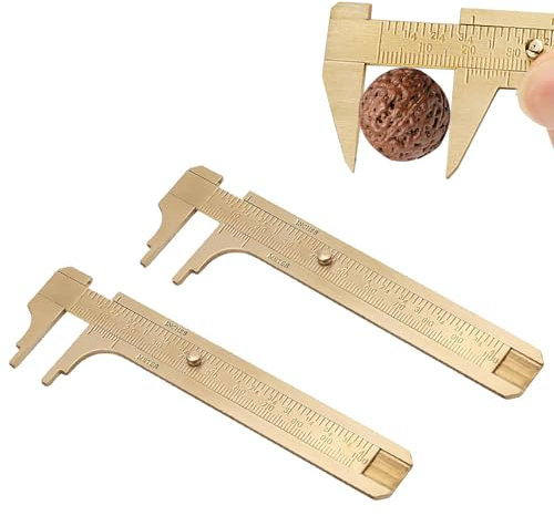 2 mini calibradores de latón, calibrador analógico, de latón, herramienta de medición, mini retro de latón, herramienta de medición de doble escala, calibre analógico (doble escala 100 mm)