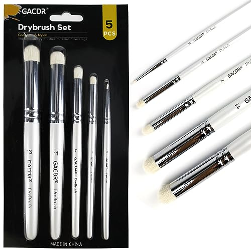 GACDR Lot de 5 pinceaux à sec pour peinture miniature, pinceaux de peinture de détail pour loisirs créatifs, pinceau pochoir